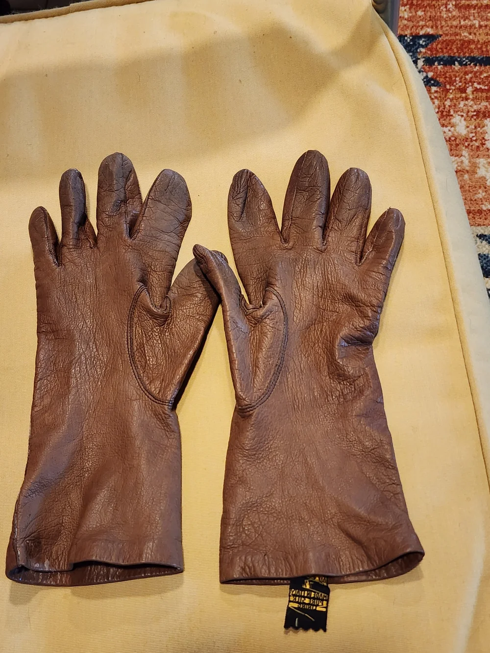 Vintage Brown Leather Women's Gloves Mase In Italy